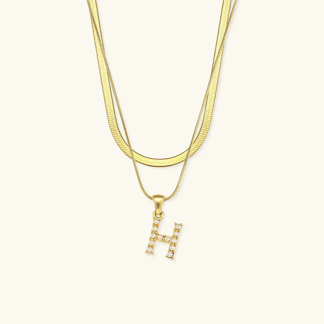 [GALE]Fiona Layered Gold Initial Letter Necklace