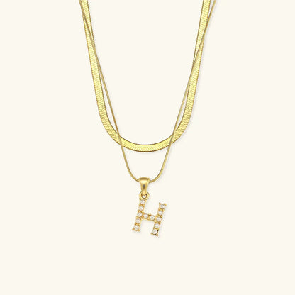 [GALE]Fiona Layered Gold Initial Letter Necklace