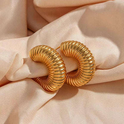 [GALE]Aubrey Textured Gold Hoops