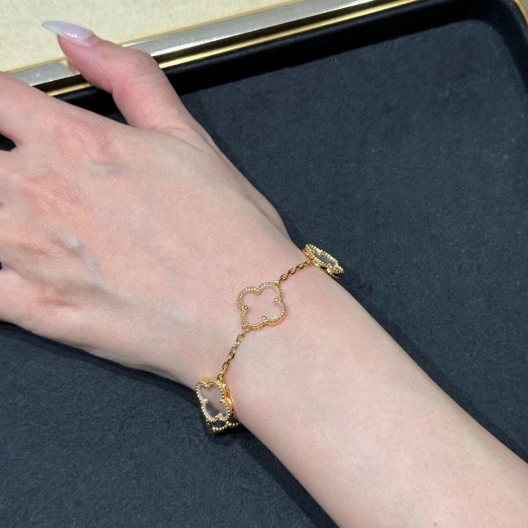 [GALE]CLOVER 5 MOTIF ROCK CRYSTAL BRACELET