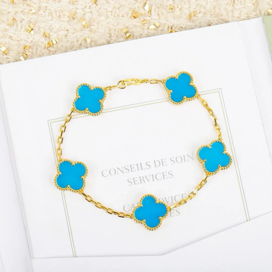[GALE] CLOVER 5 MOTIF TURQUOISE BRACELET COLLECTION