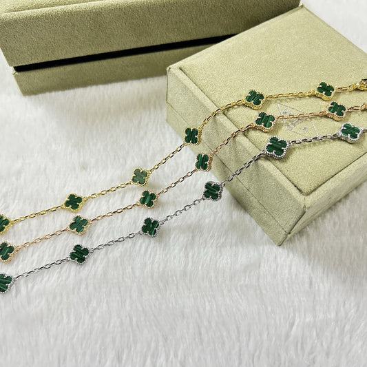 [GALE]CLOVER 6 MOTIF MALACHITE BRACELET
