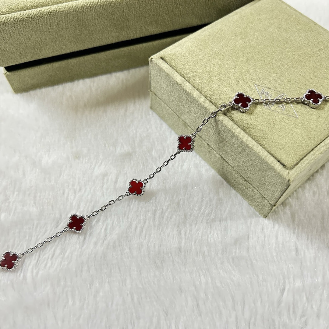 [GALE]CLOVER 6 MOTIF RED AGATE BRACELET