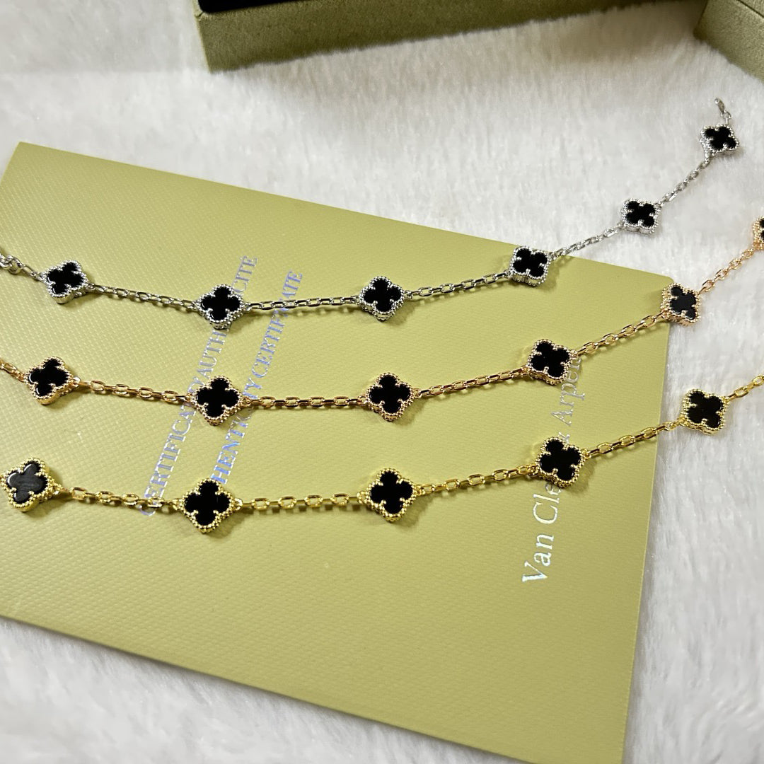 [GALE]CLOVER 6 MOTIF  ONYXS BRACELET