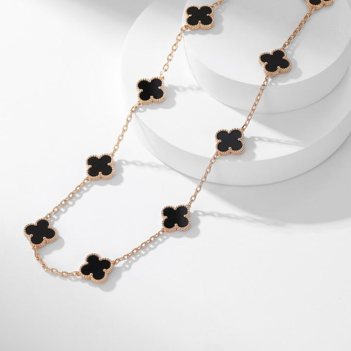 [GALE]CLOVER 10 MOTIFS ONYX HALSKETTE