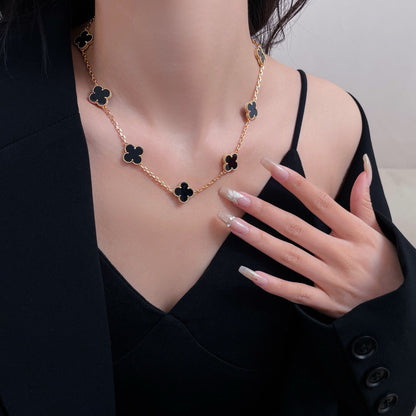 [GALE]CLOVER 10 MOTIFS ONYX HALSKETTE