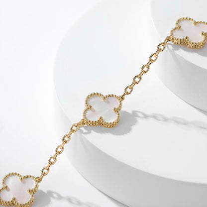[GALE]CLOVER 10 MOTIFS WHITE MOTHER OF PEARL NECKLACE