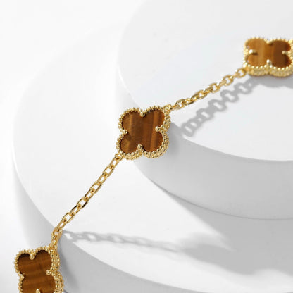 [GALE]CLOVER 10 MOTIFS TIGER EYE NECKLACE