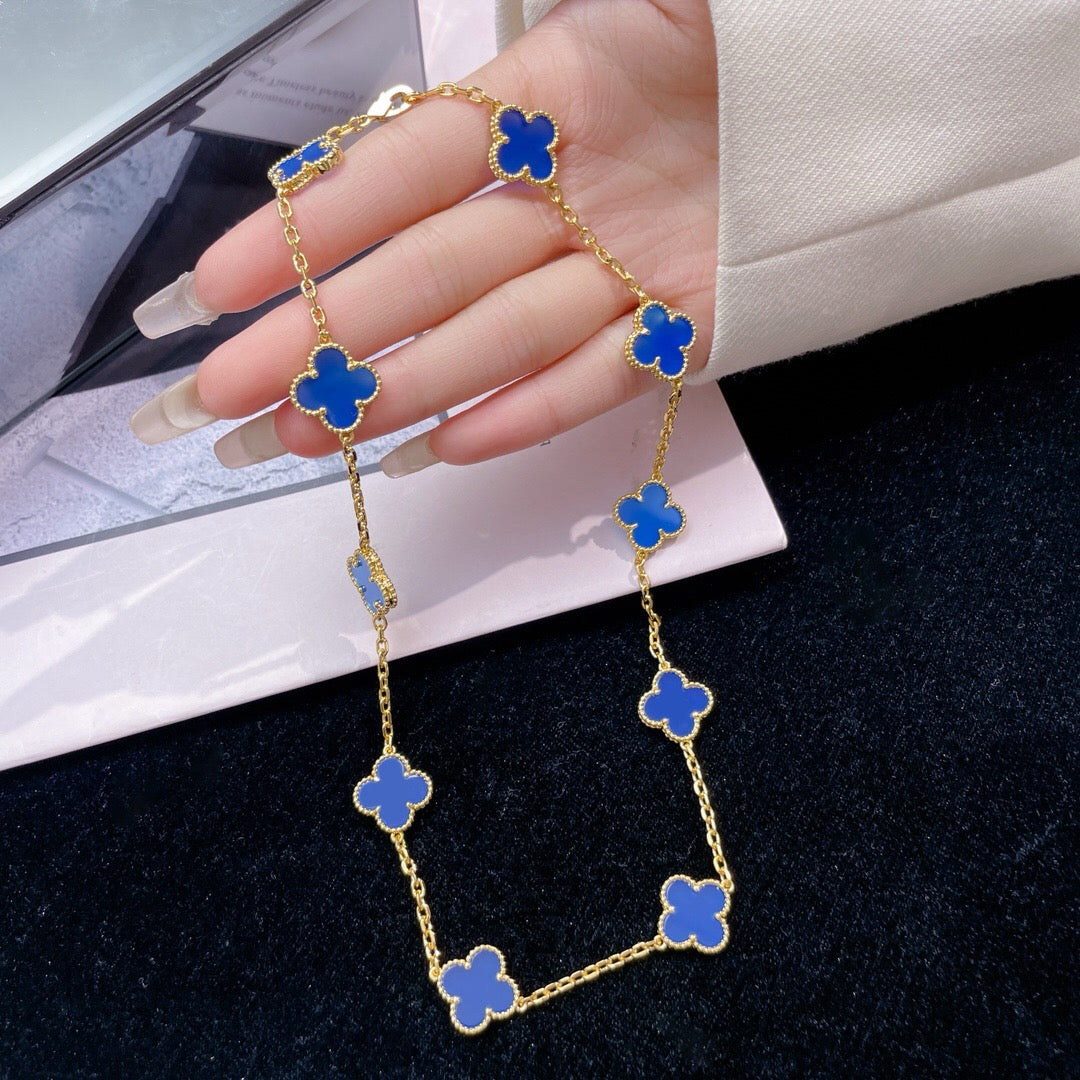 [GALE]CLOVER 10 MOTIFS BLUE AGATE NECKLACE