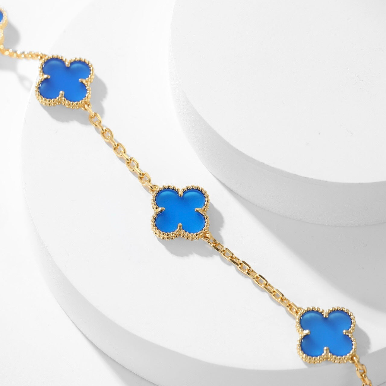 [GALE]CLOVER 10 MOTIFS BLUE AGATE NECKLACE