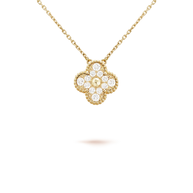 [GALE]CLOVER 15MM DIAMOND SINGLE FLOWER NECKLACE