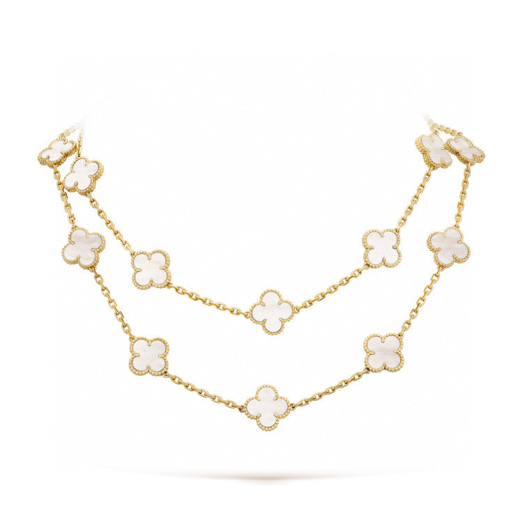 [GALE]CLOVER 20 MOTIFS WHITE MOP NECKLACE