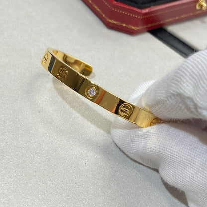 [GALE]LOVE BRACELET 6.1MM 1 DIAMOND OPEN CUFF