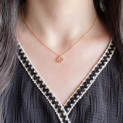 [GALE]CLOVER 9.5MM PINK MOTHER OF PEARL SINGLE FLOWER NECKLACE