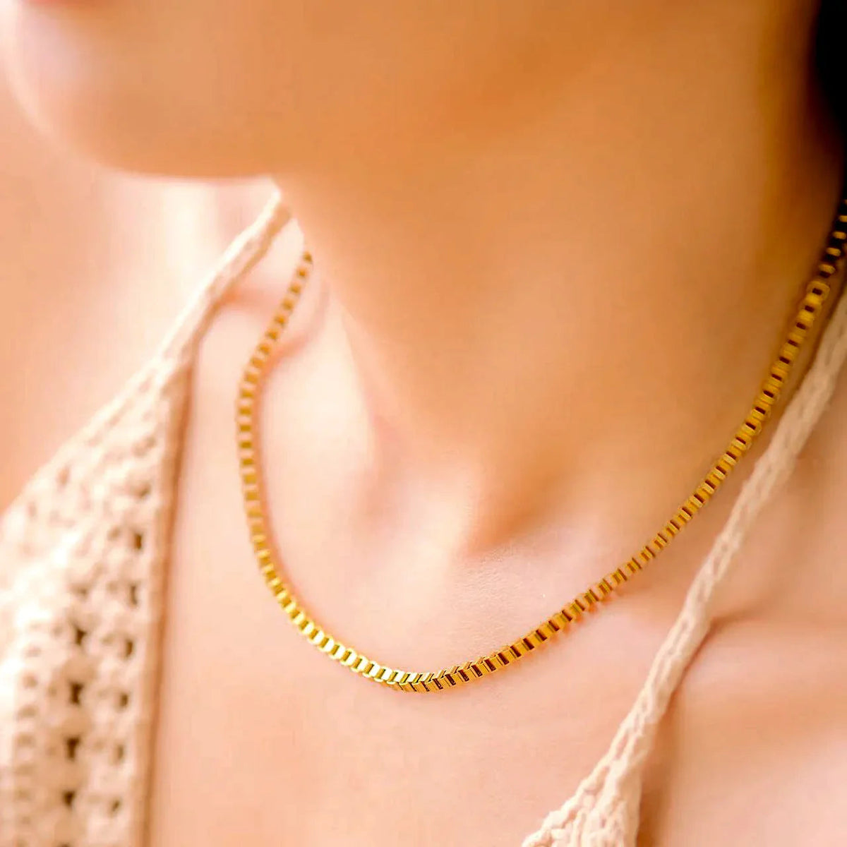 [GALE]Danica Box Chain Gold Necklace