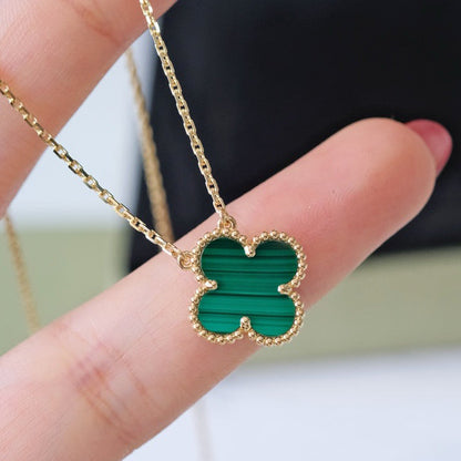 [GALE]CLOVER 15MM MALACHIT EINZELNE BLÜTEN-HALSKETTE