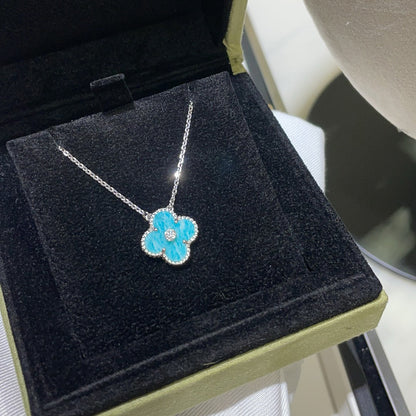 [GALE]CLOVER 15MM DIAMANT-SVRES-PORZELLAN-HALSKETTE SILBER