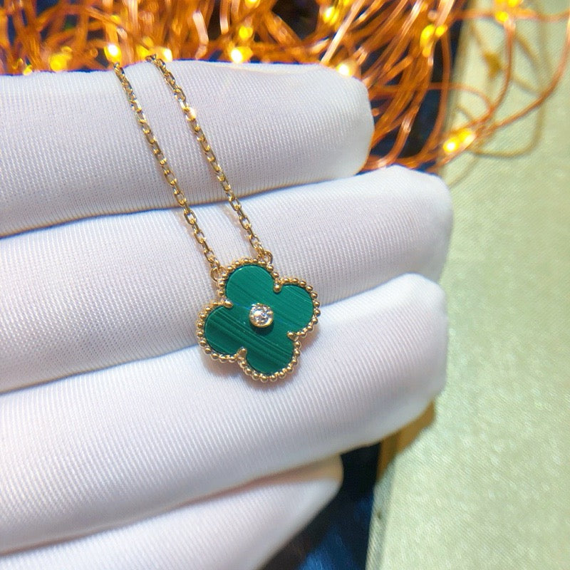 [GALE]CLOVER 15MM DIAMANT-TÜRKIS-HALSKETTE