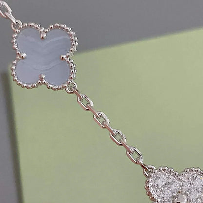 [GALE] CLOVER 5 MOTIF PURPLE CHALCEDONY BRACELET COLLECTION