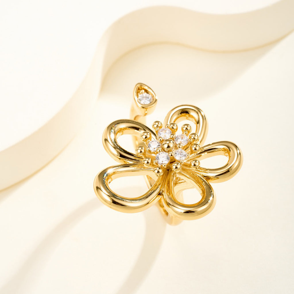 [GALE JURI]  FLOWERLACE OPEN RING 5 DIAMONDS