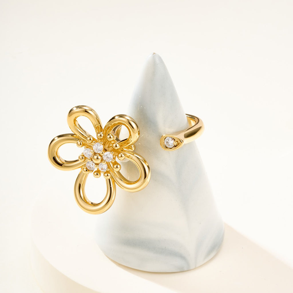 [GALE JURI]  FLOWERLACE OPEN RING 5 DIAMONDS