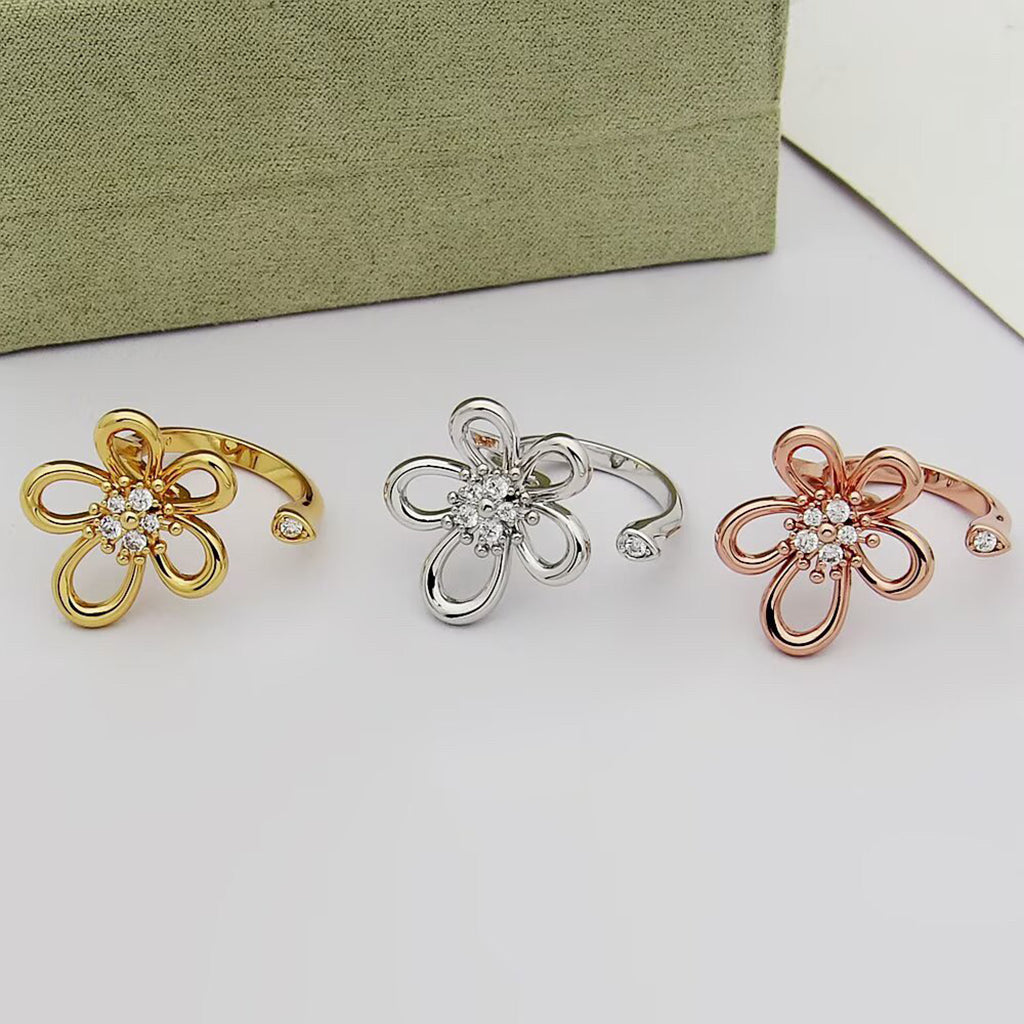 [GALE JURI]  FLOWERLACE OPEN RING 5 DIAMONDS