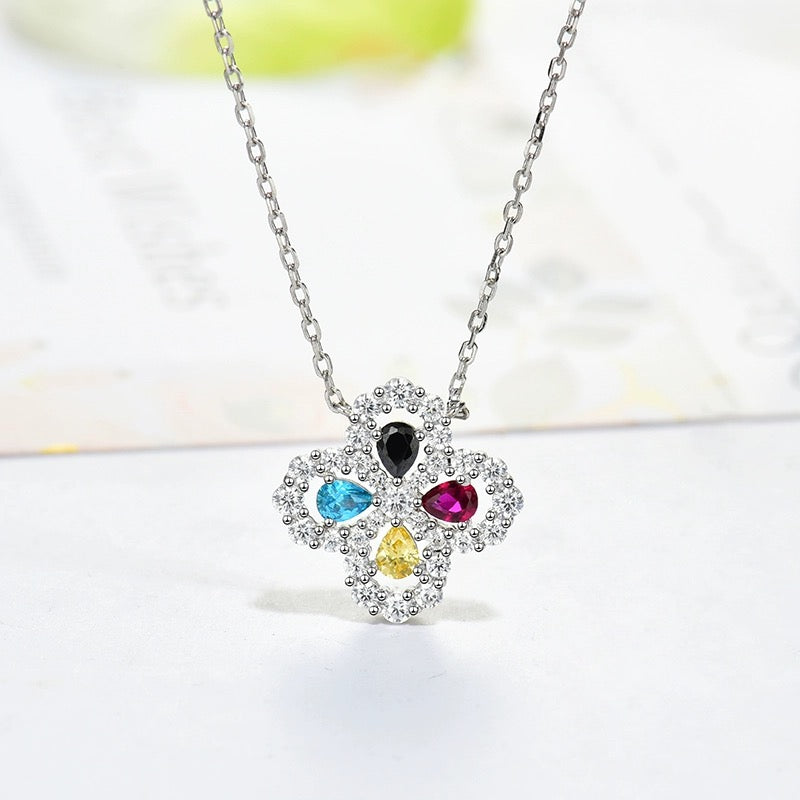 [GALE] Loop-Halskette mit Vollmotiv-Diamanten, 16 mm, verschiedene Farben