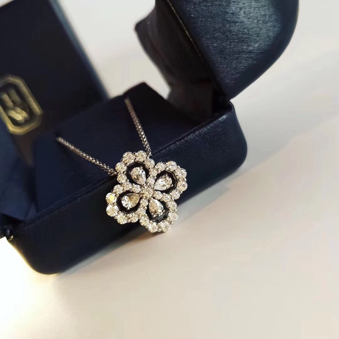 [GALE] Loop-Halskette mit Vollmotiv-Diamanten, 16 mm, verschiedene Farben