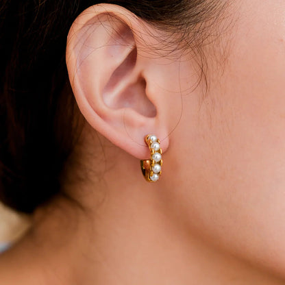[GALE]Irene Pearl Hoop Earrings
