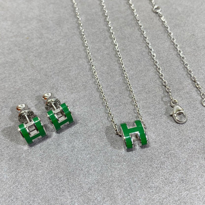 [GALE]POP H GRÜNE KETTE SILBER UND GOLD