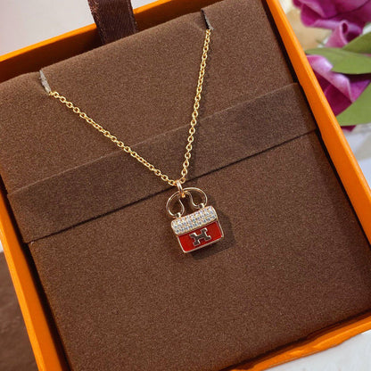 [GALE]CONSTANCE ROTER ANHÄNGER ROSÉGOLD KETTE