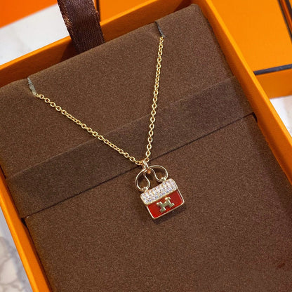 [GALE]CONSTANCE ROTER ANHÄNGER ROSÉGOLD KETTE