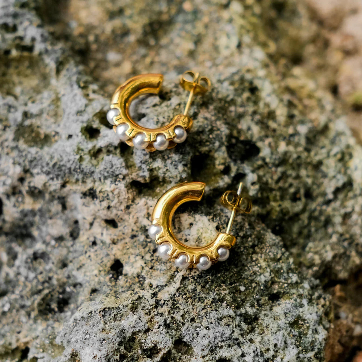 [GALE]Irene Pearl Hoop Earrings