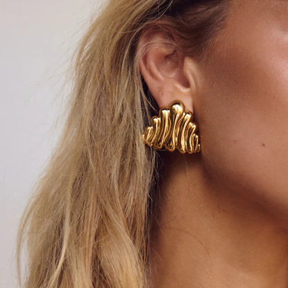 [GALE]Nora Ripple Gold Earrings
