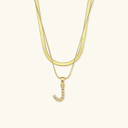 [GALE]Fiona Layered Gold Initial Letter Necklace