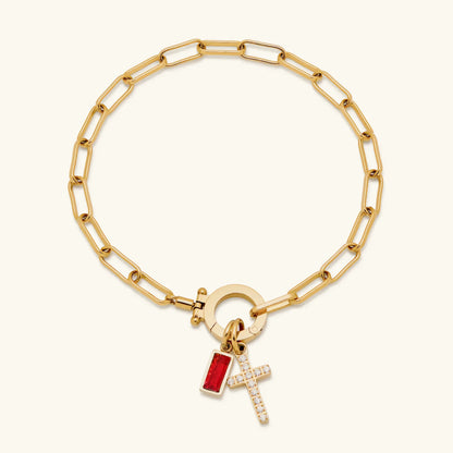 [GALE]Annabella Birthstone Cross Bracelet