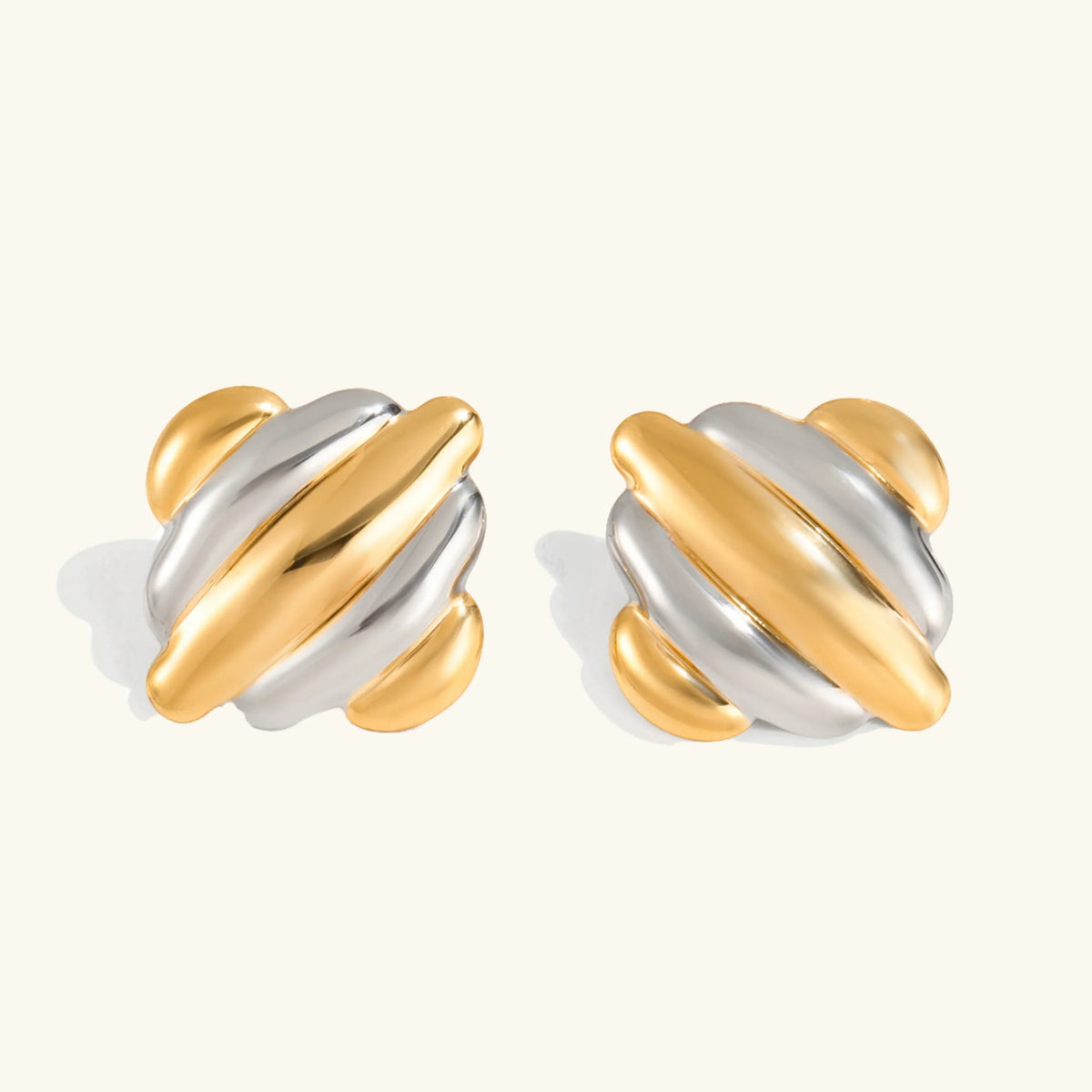 [GALE]Maxine Rippled Gold Earrings
