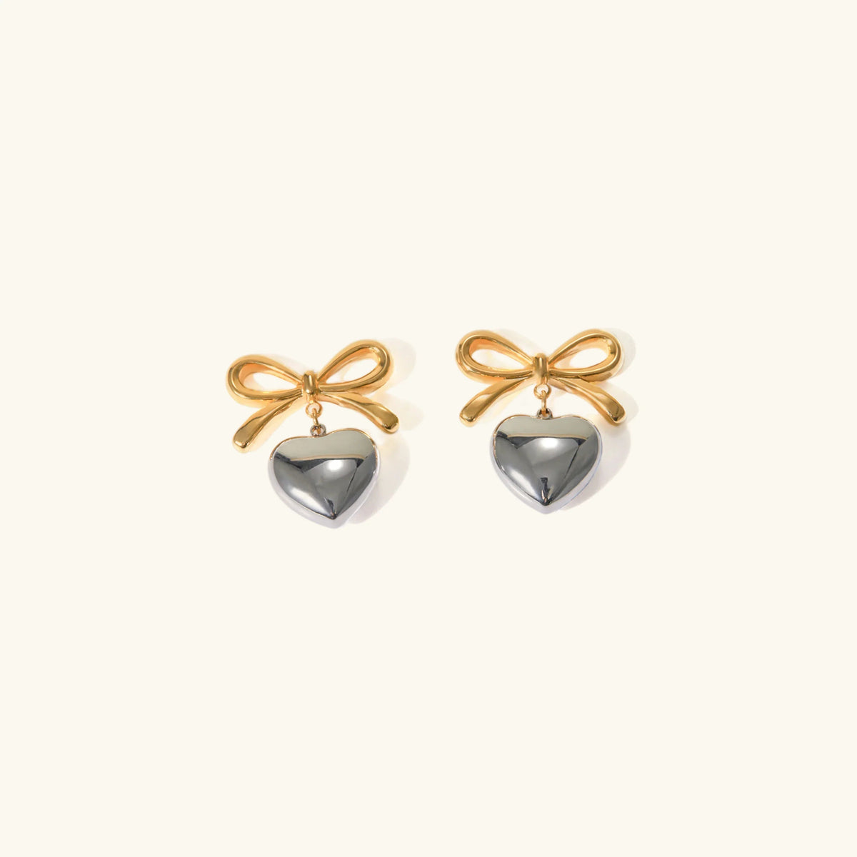 [GALE]Rowanne Two Tone French Knot Heart Earrings