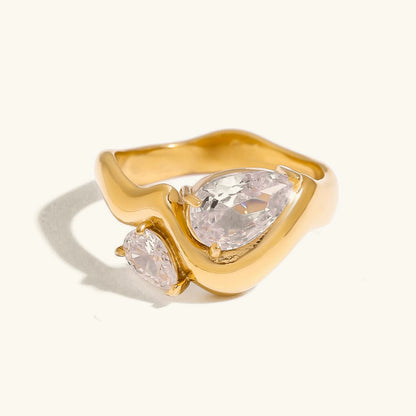 [GALE]Soletta Diamond Teardrop Gold Ring