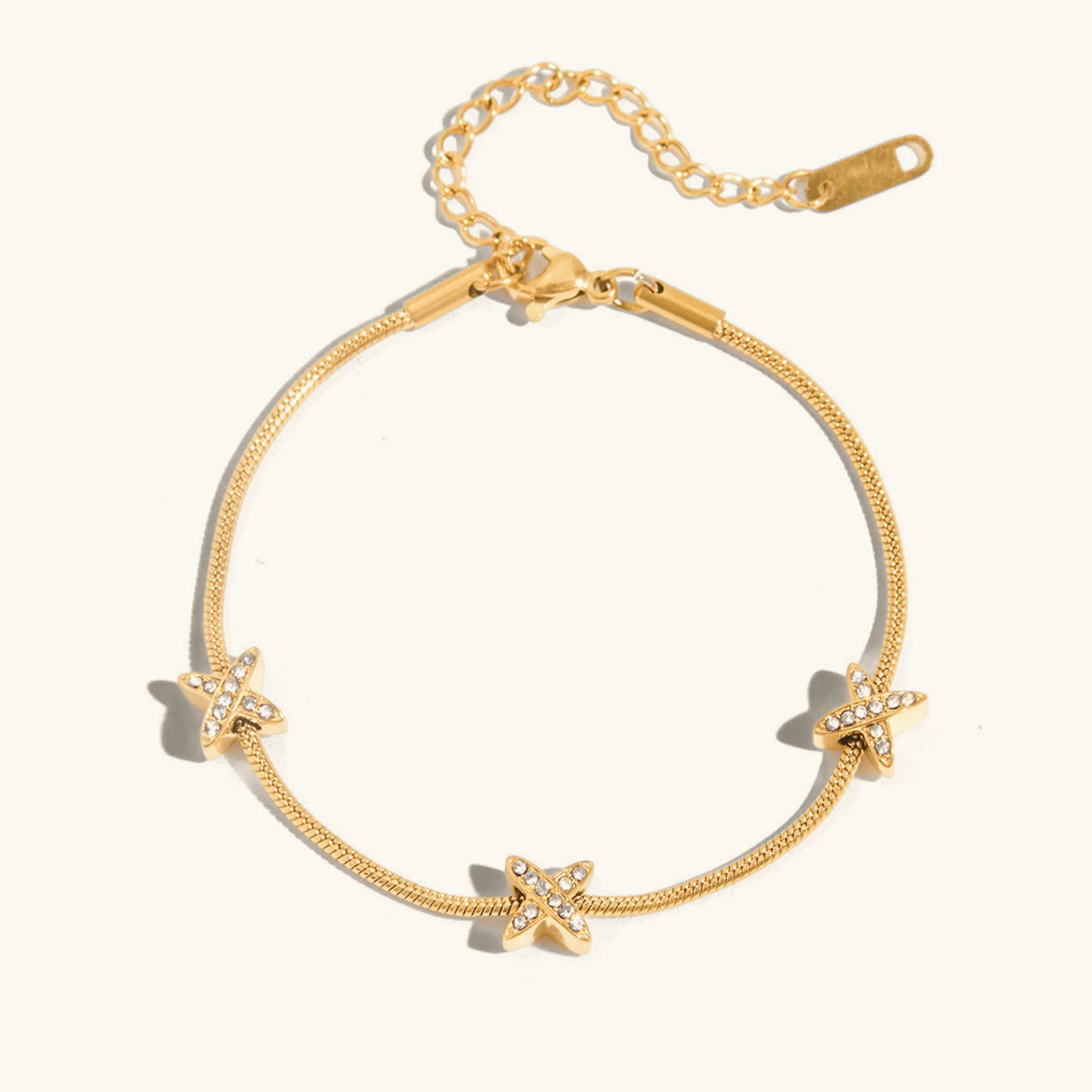[GALE]Brienne Diamond Cross Herringbone Bracelet