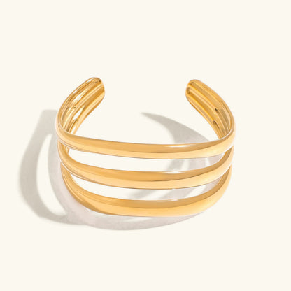 [GALE]Meredith Triple Layer Gold Bangle