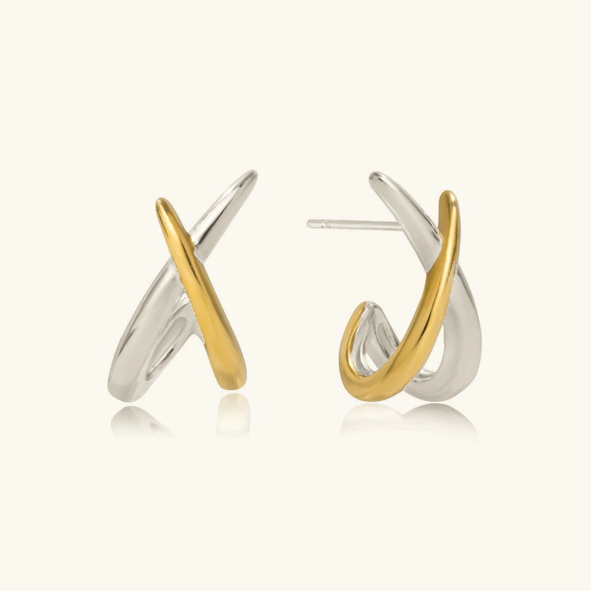 [GALE]Julissa Two Tone Contemporary Huggies