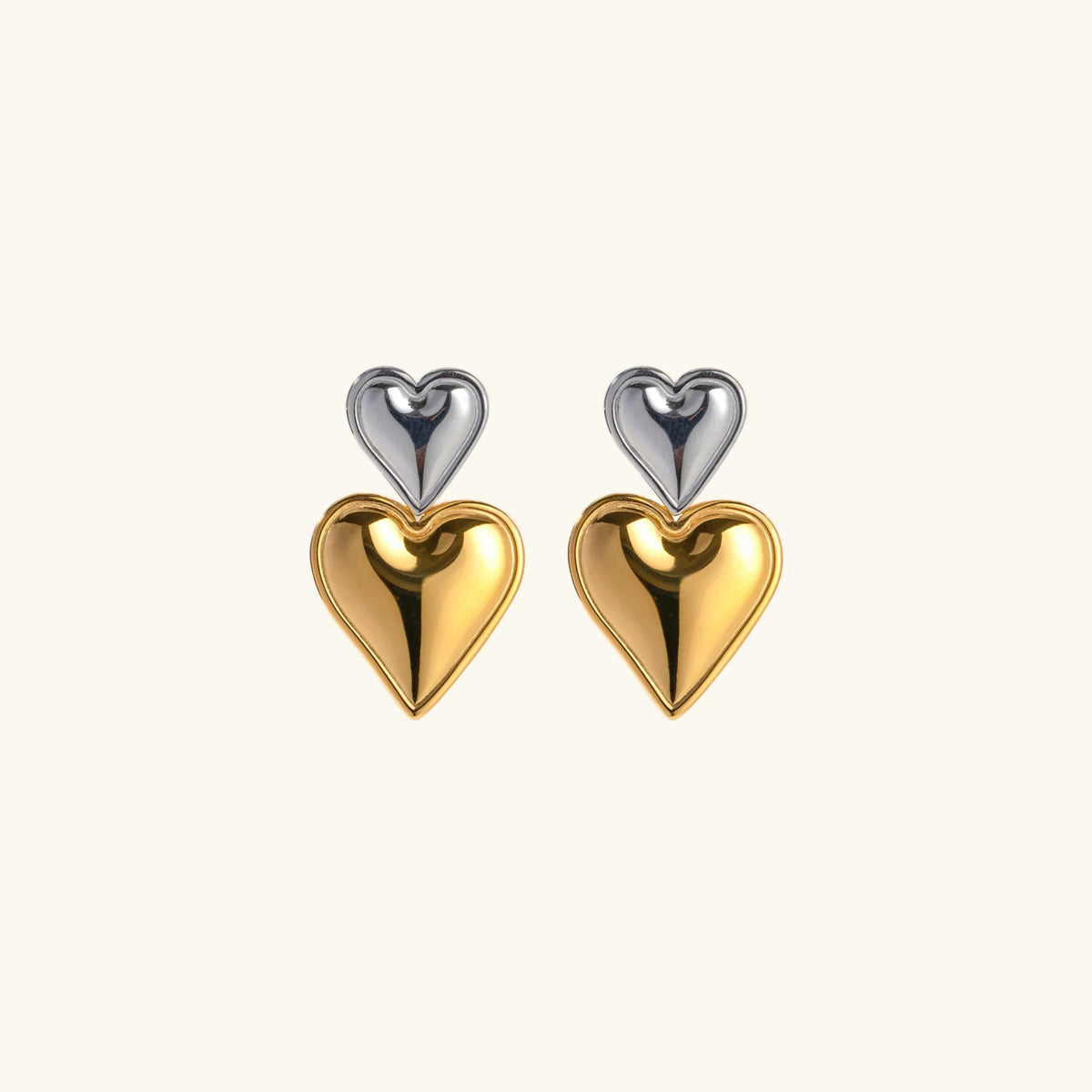 [GALE]Zofia Two Tone Heart Earrings