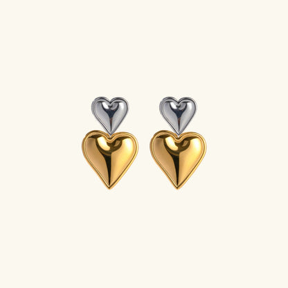 [GALE]Zofia Two Tone Heart Earrings