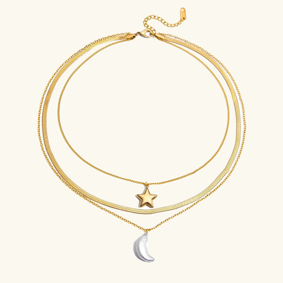 [GALE]Cirra Sun & Moon Layered Gold Necklace