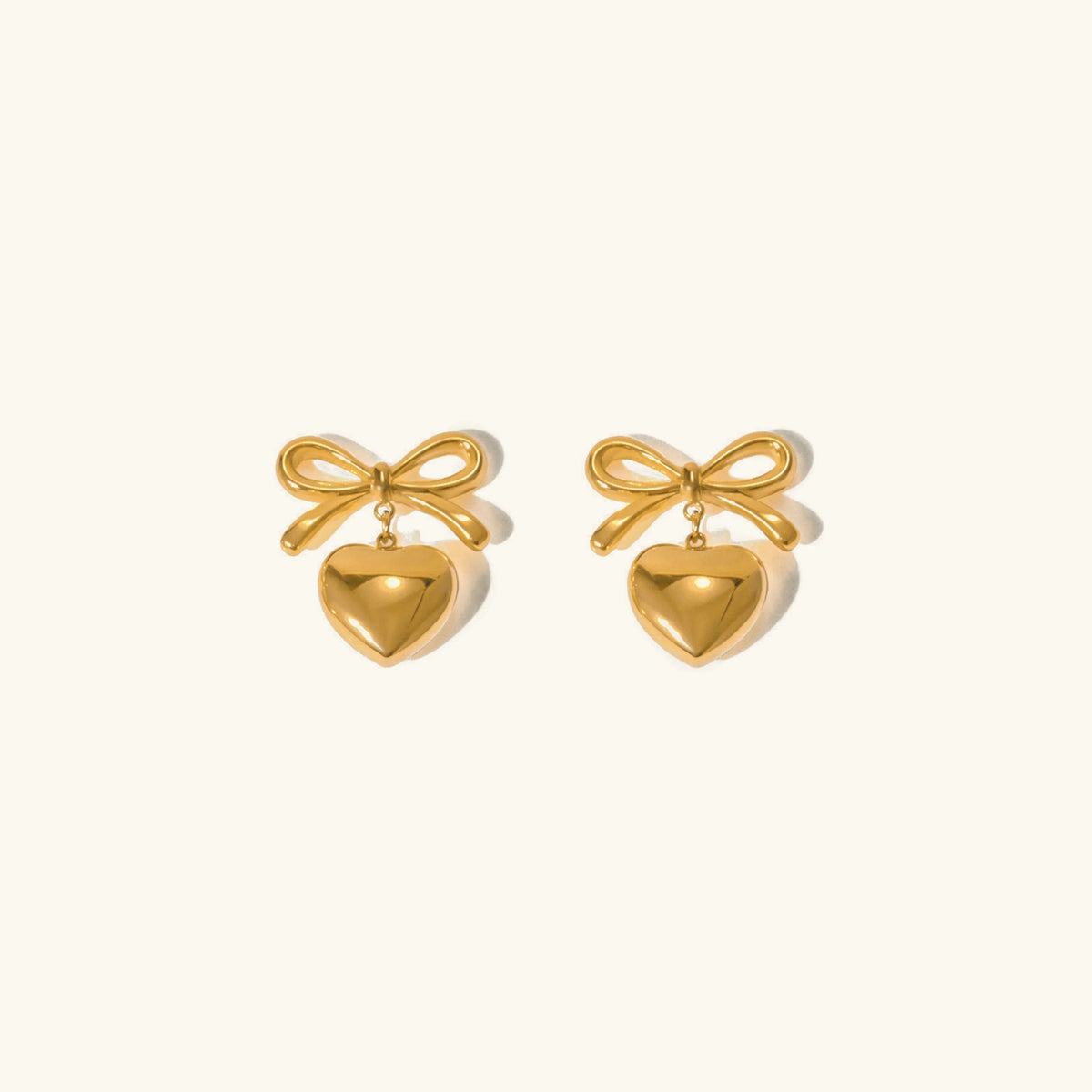 [GALE]Rowanne French Knot Gold Heart Earrings