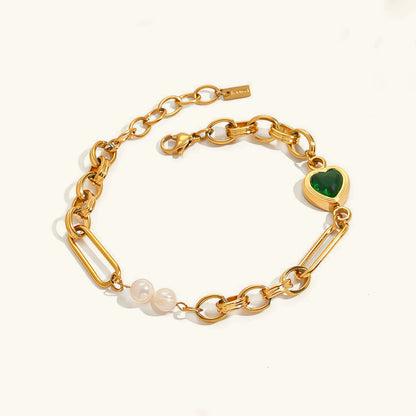 [GALE]Melanie Emerald Pearl Bracelet