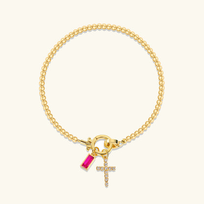 [GALE]Amalia Birthstone Cross Bracelet