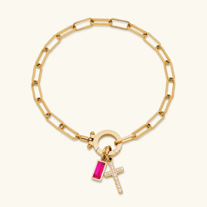 [GALE]Annabella Birthstone Cross Bracelet