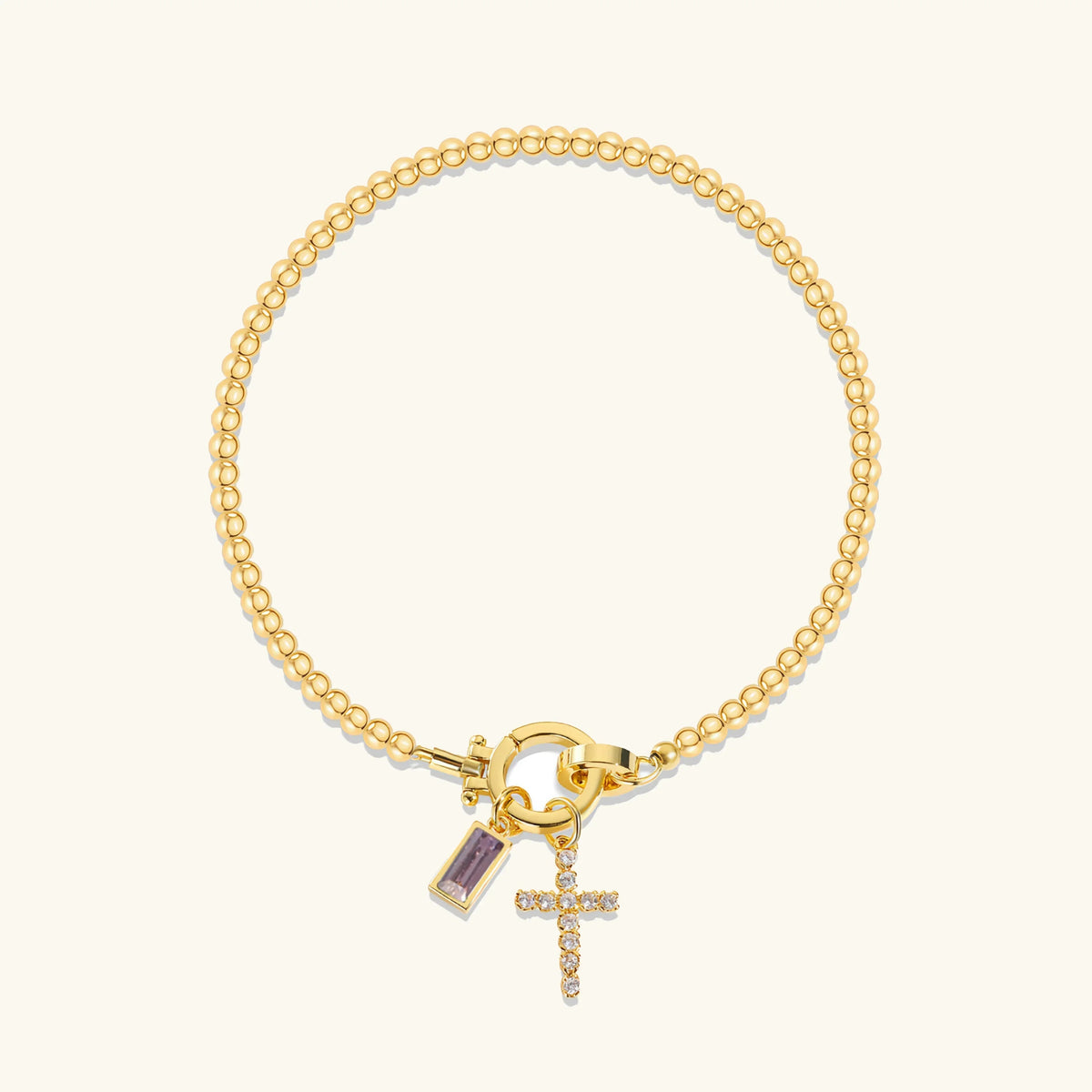 [GALE]Amalia Birthstone Cross Bracelet